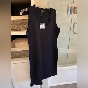 NWT St. John Navy Sleeveless Knit Sheath Dress with scoop neck